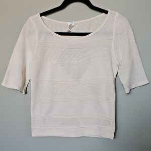 We The Free Sexy Mesh Rave Festival White Ribbed Fitted Sheer Top Medium